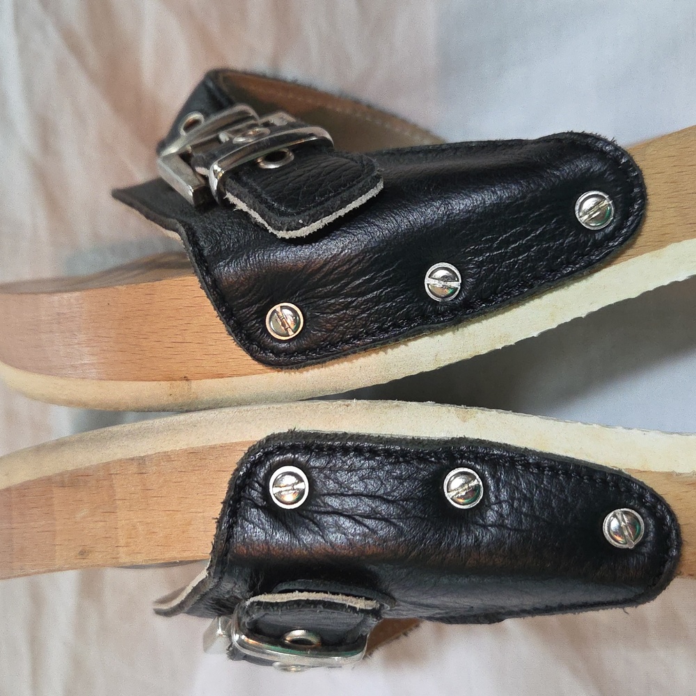 BURBERRY Limited Edition 2004 Wooden Sandals BLACK PLAID Leather Clog size 8 - Picture 8 of 13